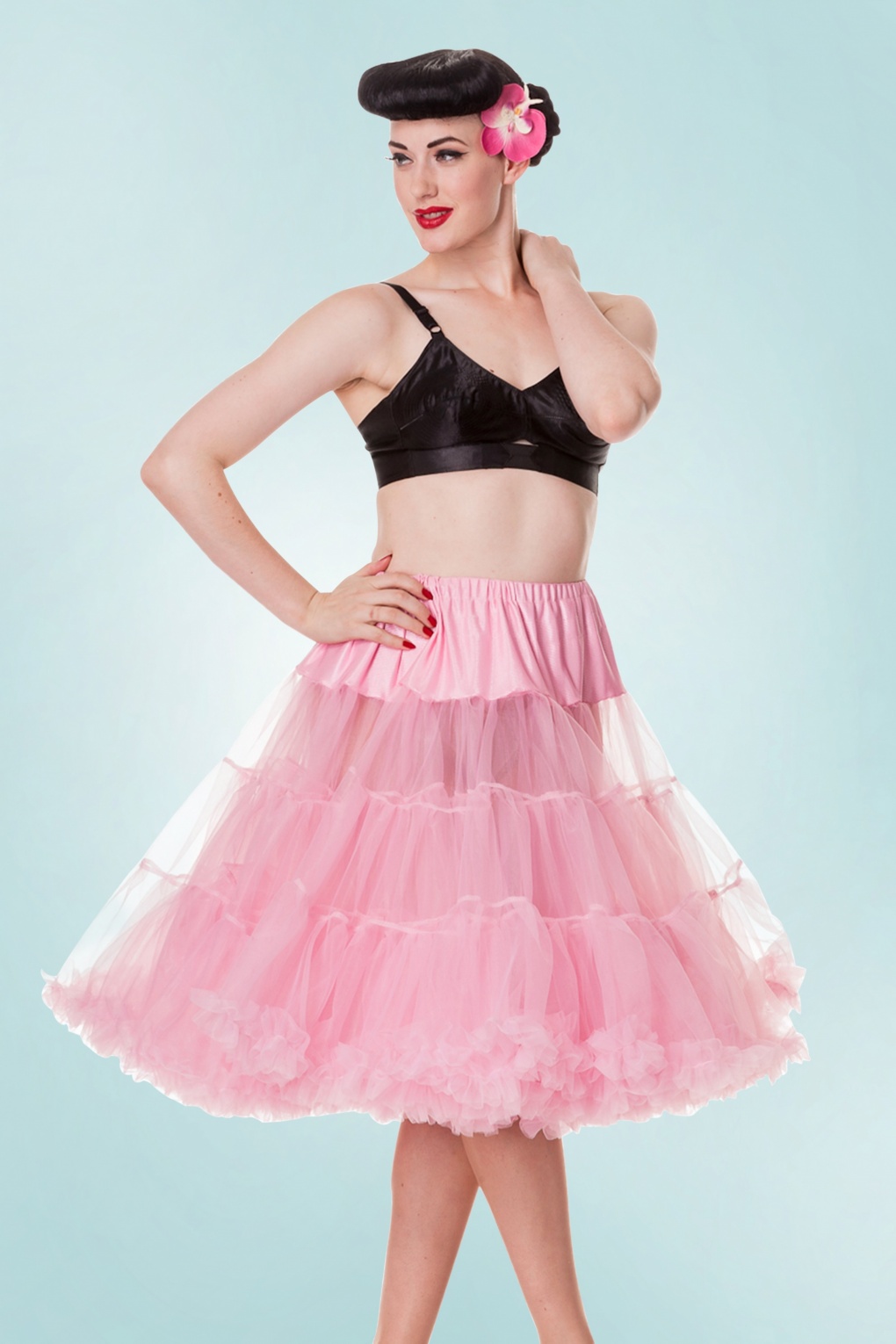 Banned 50s Petticoat Long Chocolate Brown main image 0