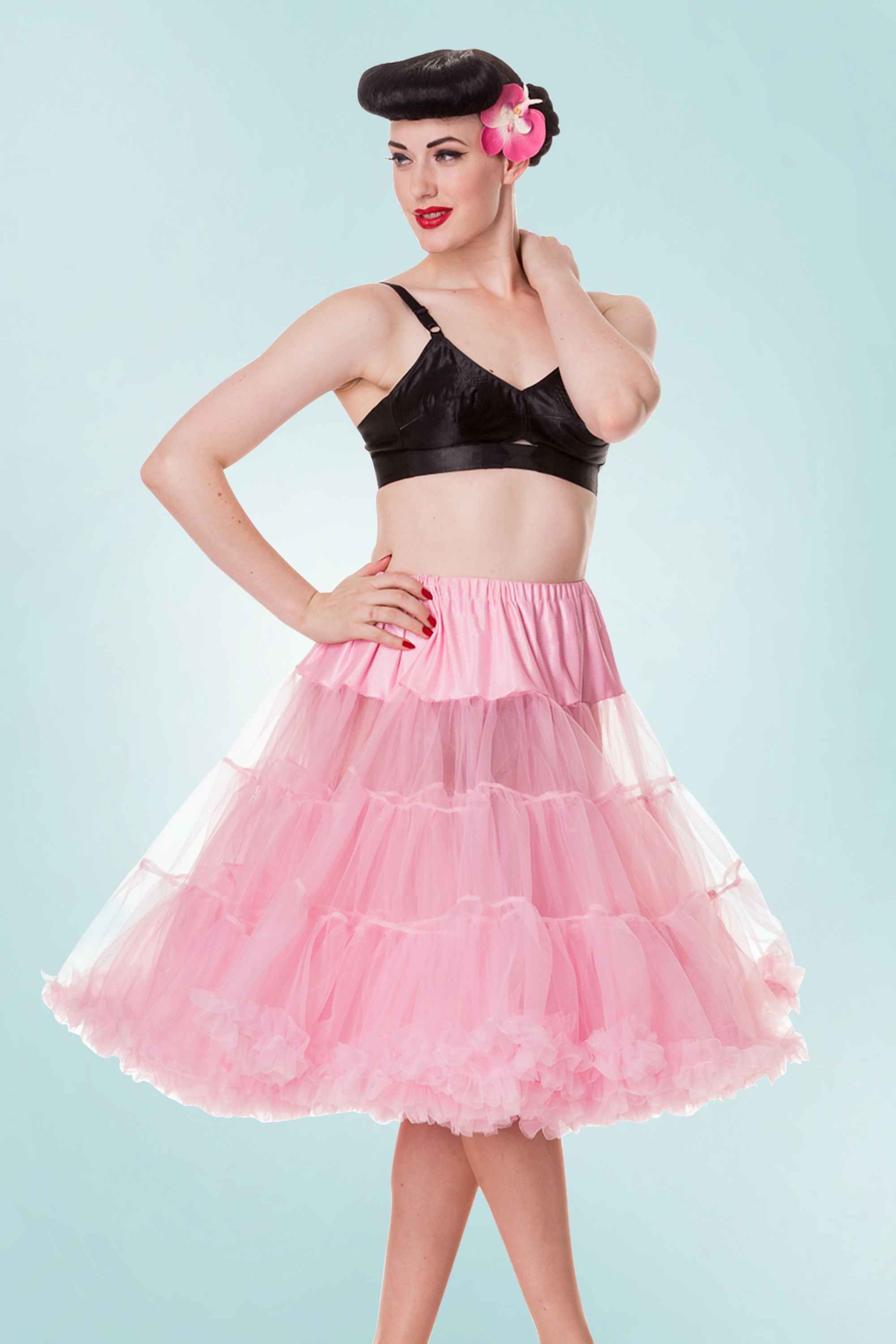 Bunny - Retro chiffon petticoat in bubblegumroze