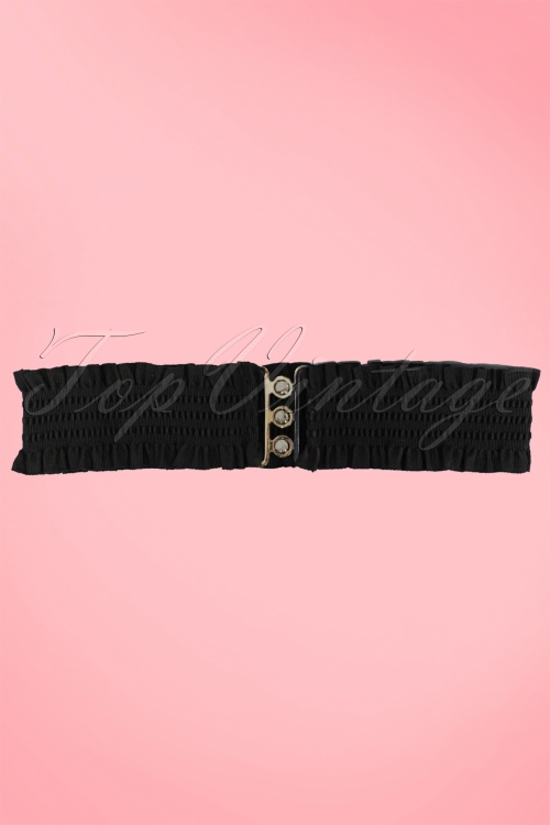 Collectif Clothing - Sarah Retro elastischer Taillengürtel schwarz