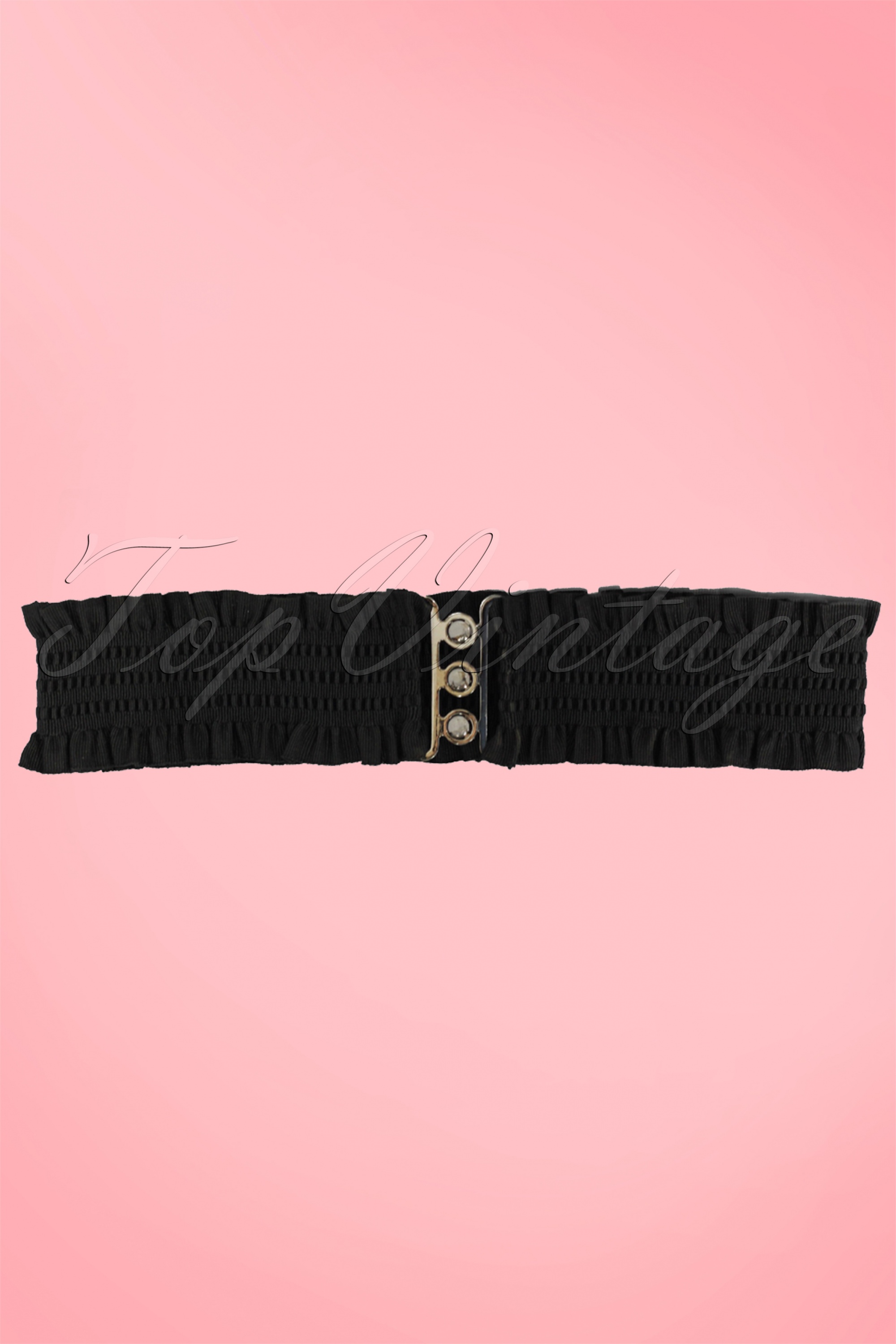 Collectif Clothing - Sarah Retro elastische tailleriem zwart