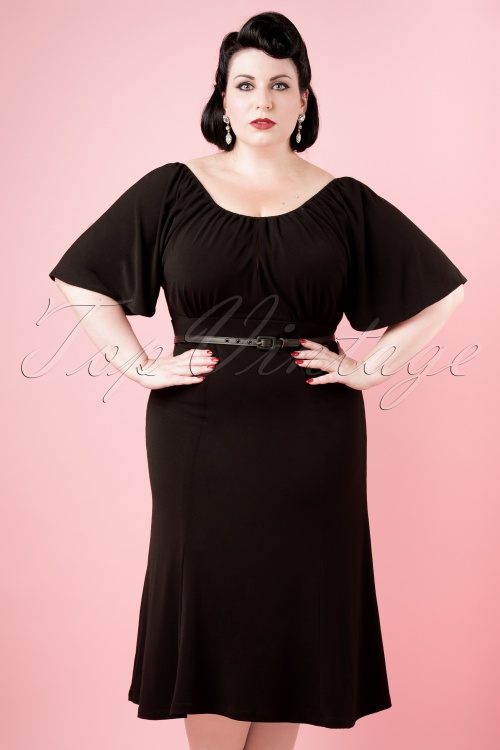 Pinup Couture - 40s Butterfly Dress in Black Crêpe 8