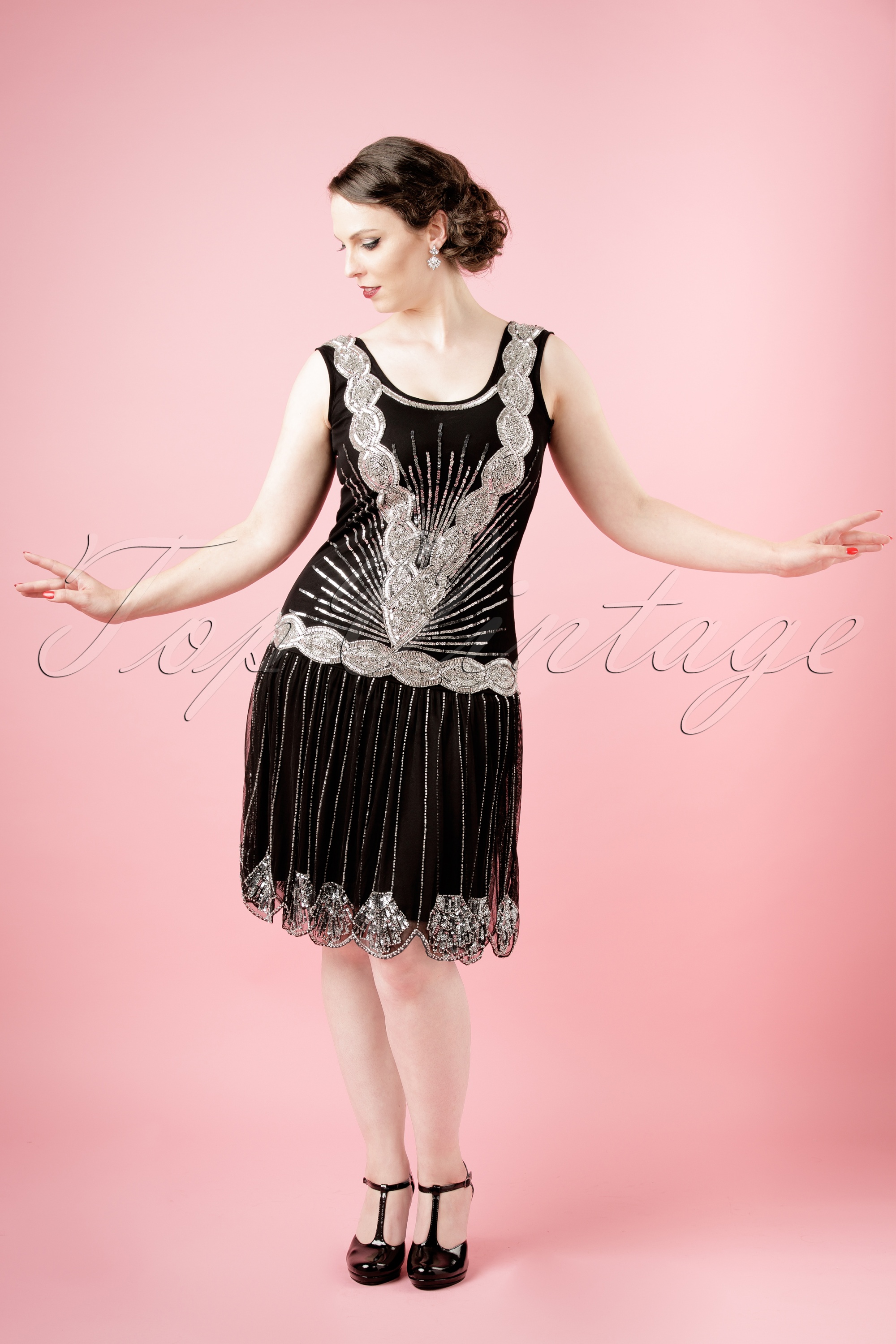 Frock and Frill - Zelda Flapper-jurk in zwart 13