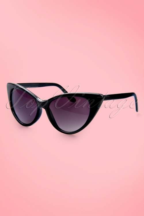 So Retro - Lunettes de soleil Fenella Cat Eye Sunglasses Années 50 en Noir 2