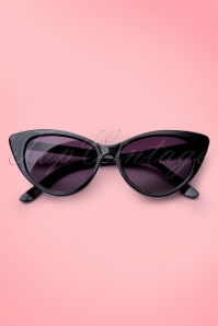 So Retro - Lunettes de soleil Fenella Cat Eye Sunglasses Années 50 en Noir 3