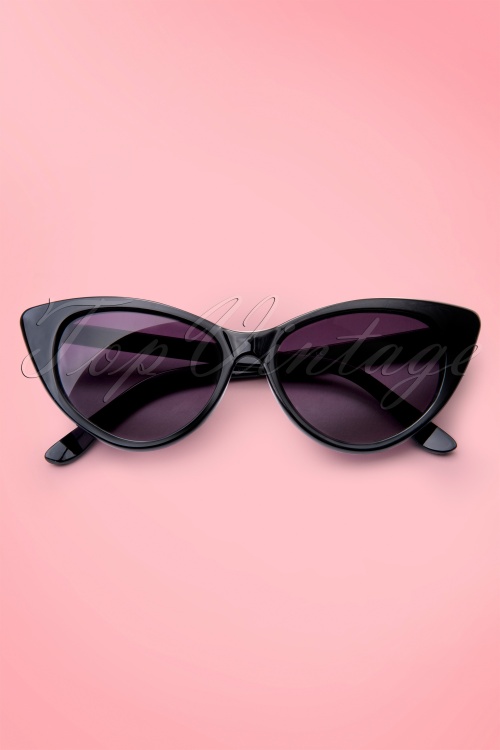 So Retro - Lunettes de soleil Fenella Cat Eye Sunglasses Années 50 en Noir 3