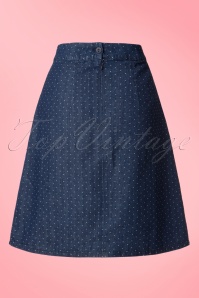 Who's That Girl - 60s Famous Fish Flounder Pin Dots Skirt in Denim 3