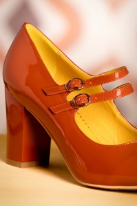 Banned Retro - 60s Golden Years Lacquer Pumps in Ginger 4