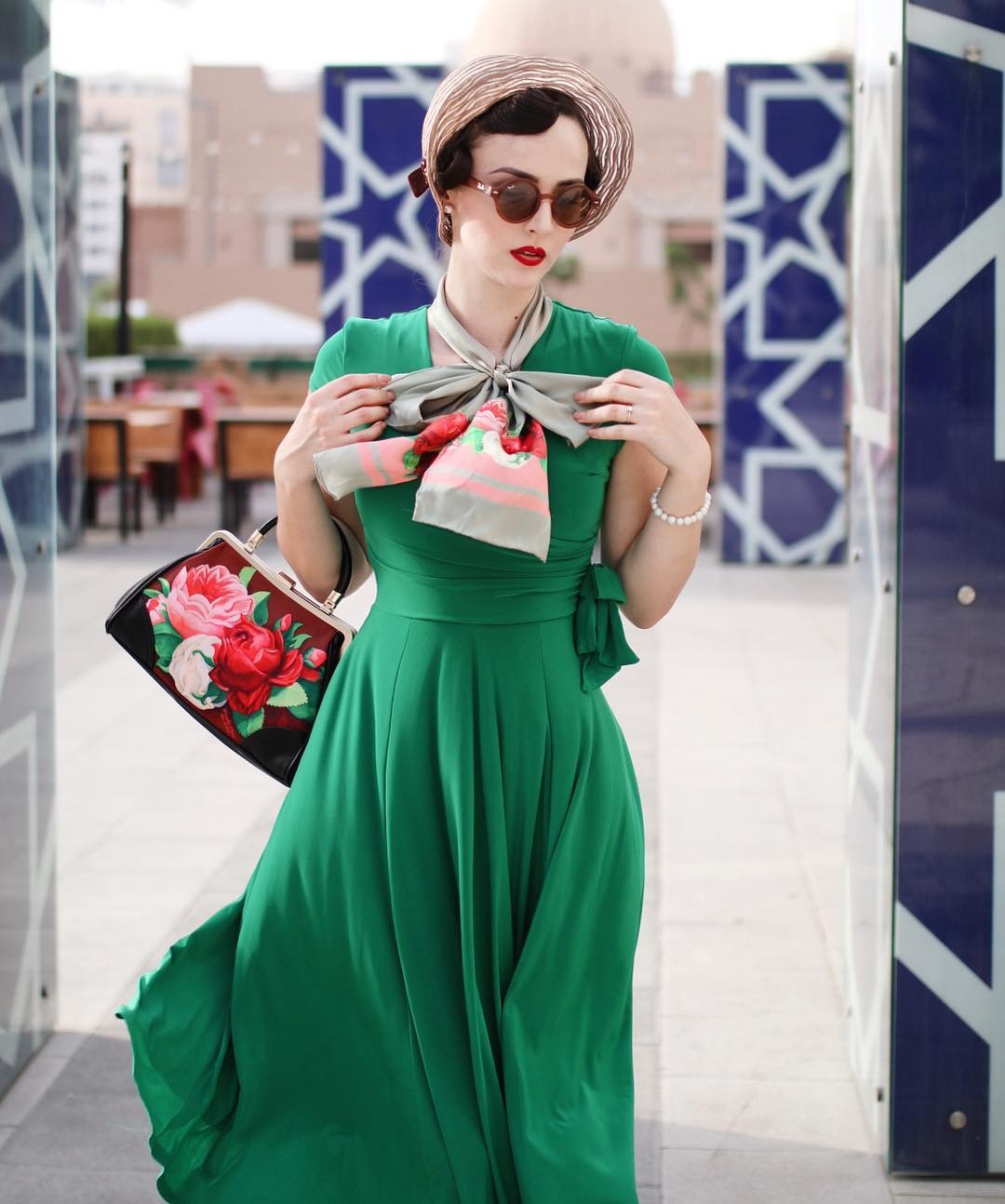 Vintage Chic for Topvintage - Layla Cross Over jurk in groen 3