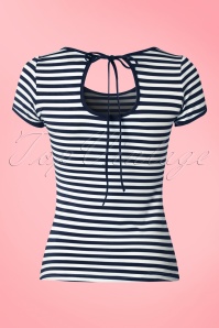 Dolly and Dotty - Gina Stripes Top Années 1950 en Navy et Blanc 4