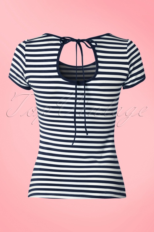 Dolly and Dotty - 50s Gina Stripes Top in Navy and White 4