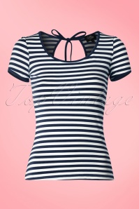 Dolly and Dotty - 50s Gina Stripes Top in Navy and White