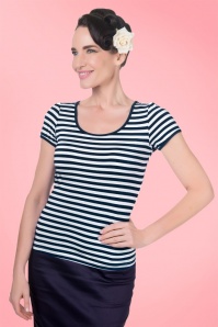 Dolly and Dotty - Gina Stripes Top Années 1950 en Navy et Blanc 3