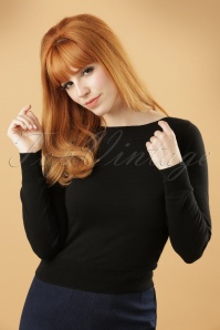 King Louie - 50s Boatneck Cottonclub Top in Black