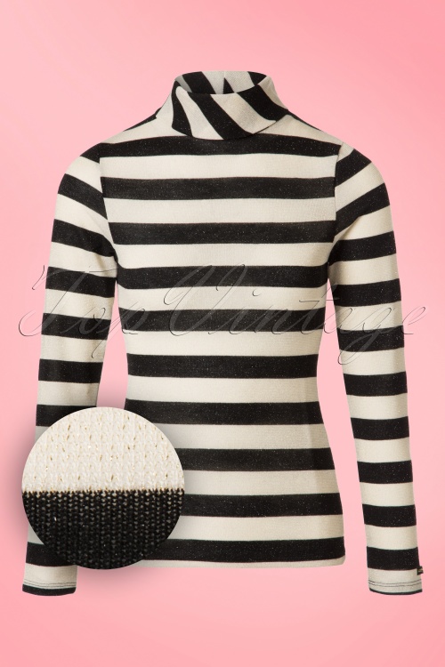 Mademoiselle YéYé - 70s Gloria Striped Turtleneck in Black and Gold 2