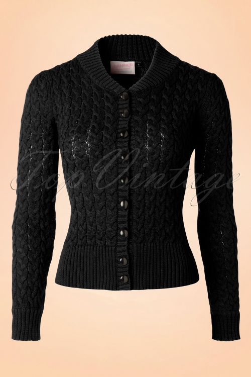 Banned Retro - No Doubt Cardigan Années 1950 en Noir