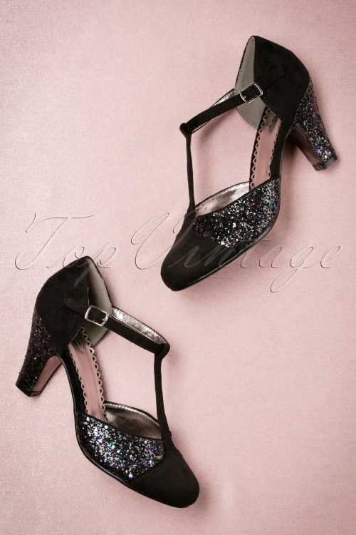 Banned Retro - Sparkles On My T-Strap Pumps Années 1920 en Noir