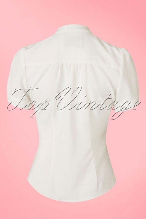 Collectif Clothing - 50s Tura Bow Blouse in Ivory 5