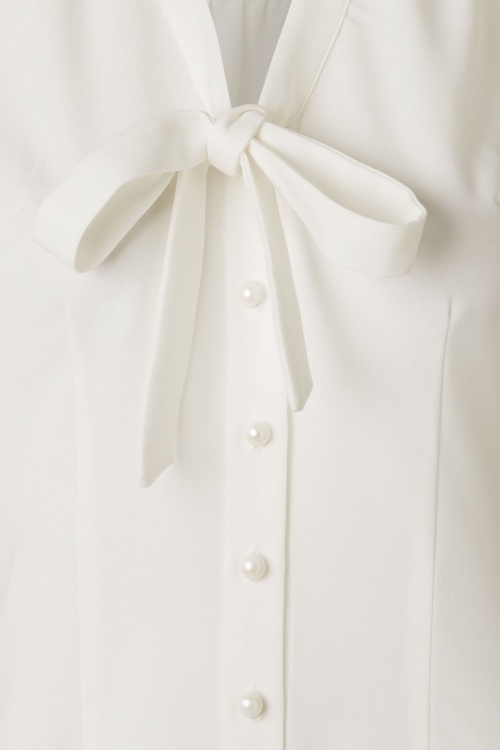Collectif Clothing - 50s Tura Bow Blouse in Ivory 3