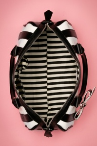 Lola Ramona - 50s Lovely Viola Handbag in Black and White Stripes 4