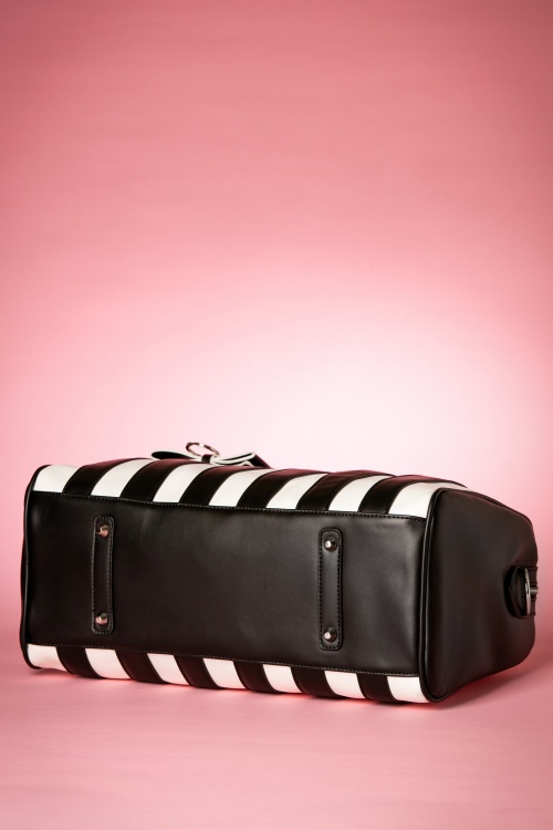Lola Ramona - 50s Lovely Viola Handbag in Black and White Stripes 6