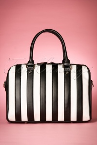 Lola Ramona - 50s Lovely Viola Handbag in Black and White Stripes 5