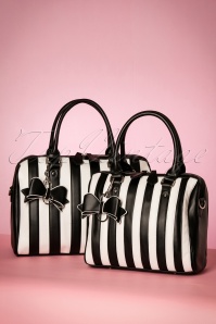 Lola Ramona - 50s Lovely Viola Handbag in Black and White Stripes 9