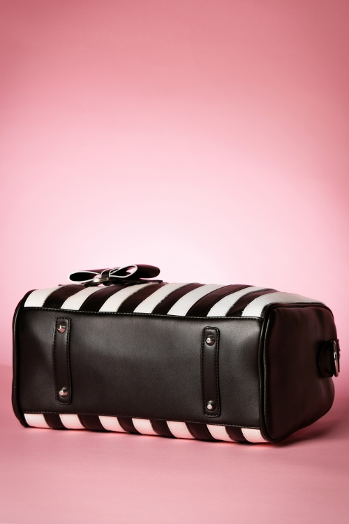 Lola Ramona - 50s Lovely Viola Small Handbag in Black and White Stripes 6
