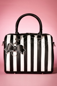 Lola Ramona - 50s Lovely Viola Small Handbag in Black and White Stripes