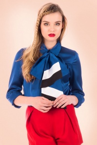 Minueto - 60s Janet Hostess Blouse in Royal Blue 2