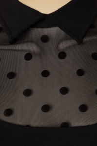 Collectif Clothing - Wednesday Polkadot Pencil Dress Années 1950 en Noir 4