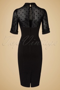 Collectif Clothing - Wednesday Polkadot Pencil Dress Années 1950 en Noir 5