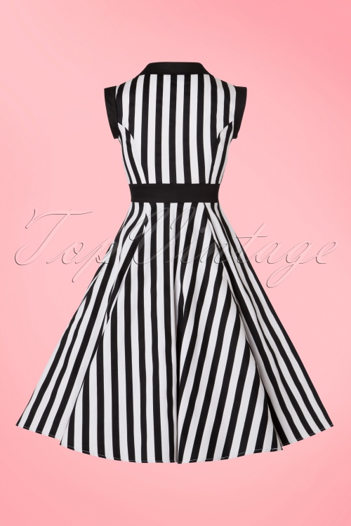 Hearts & Roses - Debra Stripes Swing Dress Années 50 en Noir et Blanc 8