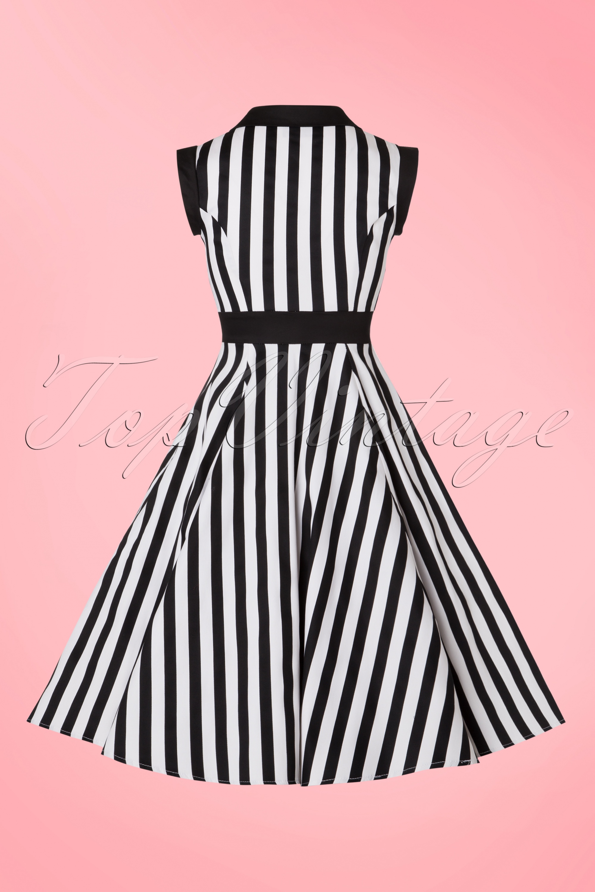 Hearts & Roses - Debra Stripes swingjurk in zwart en wit 8