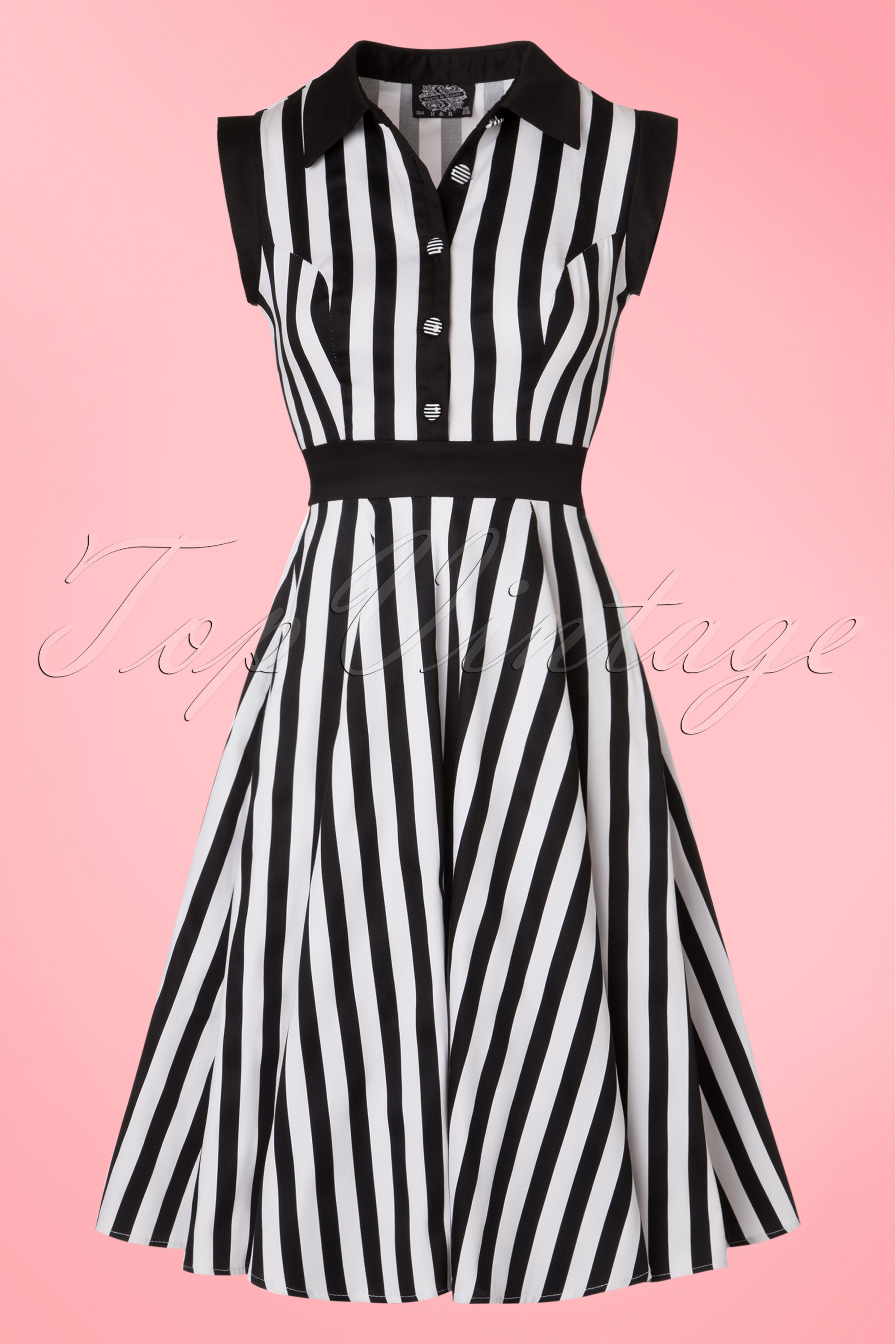 Hearts & Roses - Debra Stripes swingjurk in zwart en wit