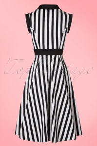 Hearts & Roses - 50s Debra Stripes Swing Dress in Black and White 6