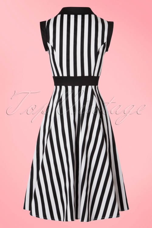 Hearts & Roses - Debra Stripes Swing Dress Années 50 en Noir et Blanc 6