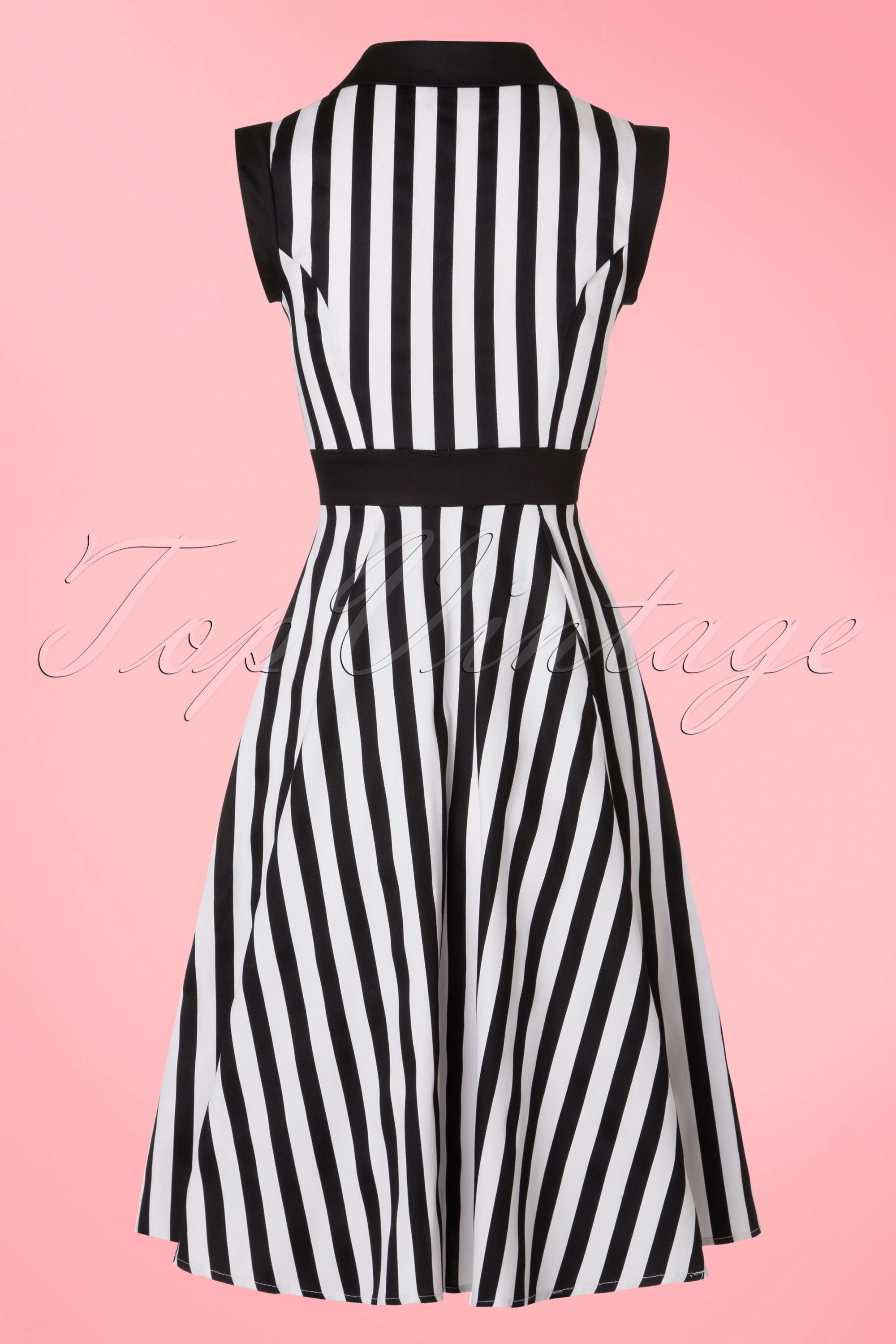 Hearts & Roses - Debra Stripes swingjurk in zwart en wit 6