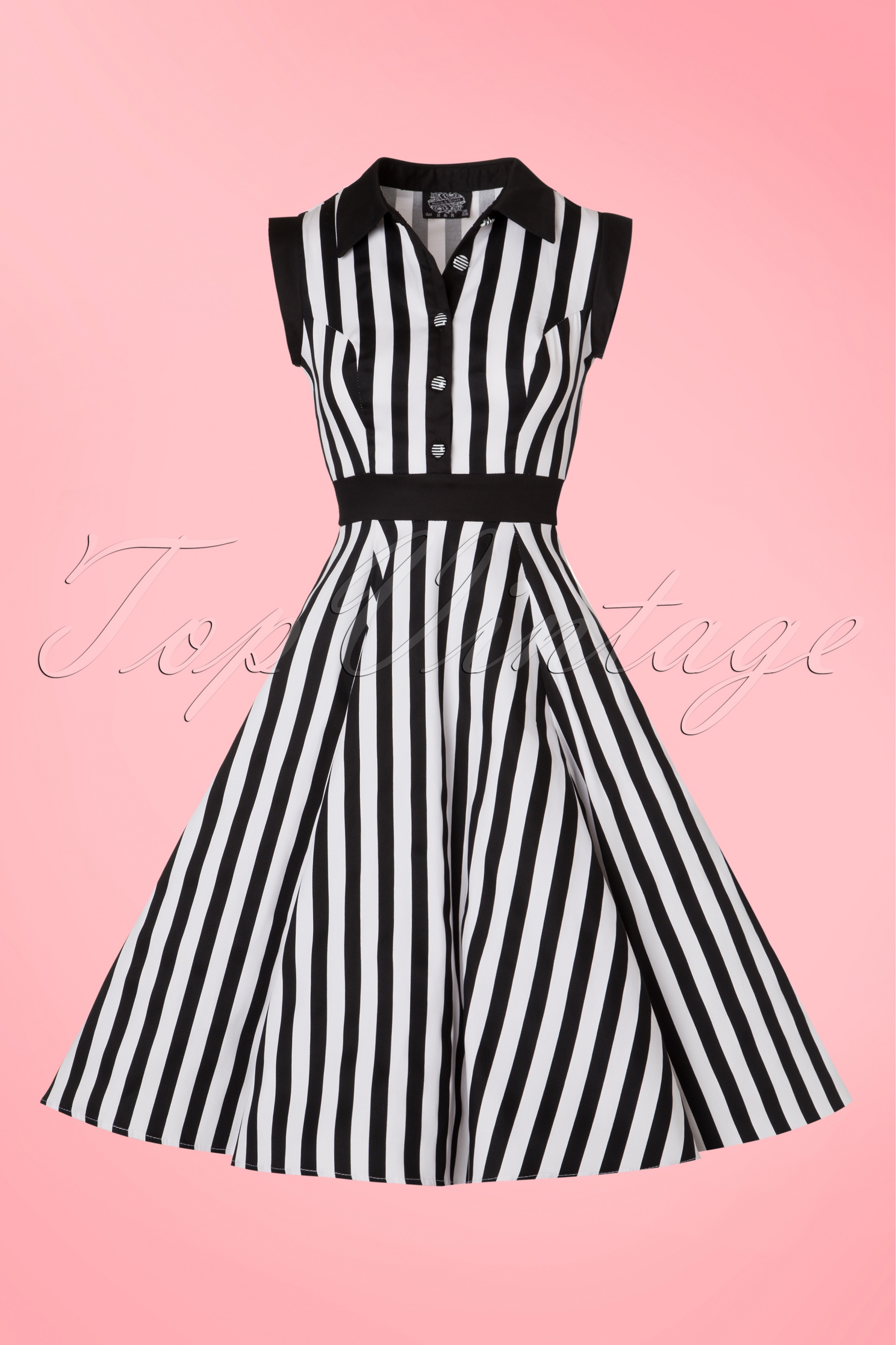 Hearts & Roses - Debra Stripes swingjurk in zwart en wit 3