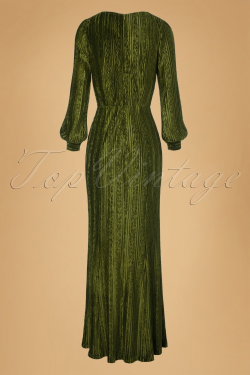 Vixen - 30s Olivia Velvet Maxi Dress in Olive Green 5