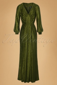 Vixen - 30s Olivia Velvet Maxi Dress in Olive Green 3