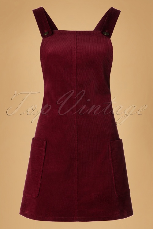 Bright and Beautiful - 60s Lena Pinafore Dress in Burgundy 2