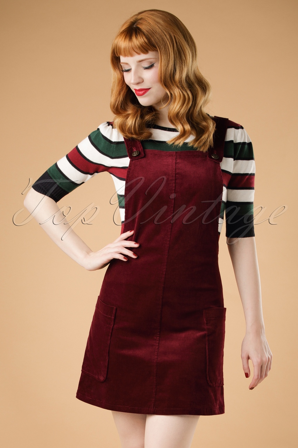burgundy pinafore