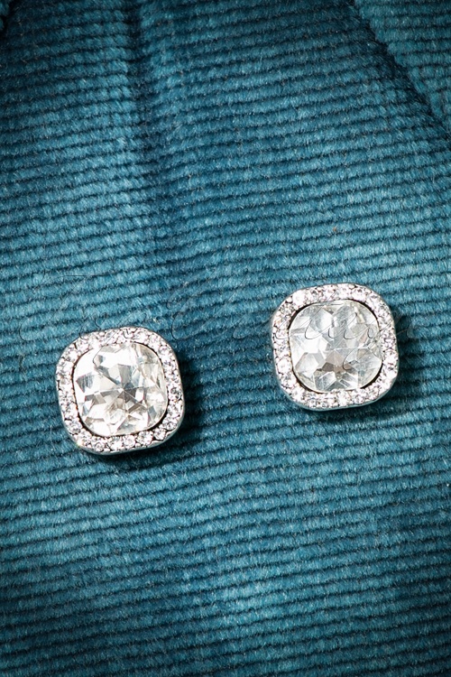 Darling Divine - 30s Gracie Crystal Earrings in Silver