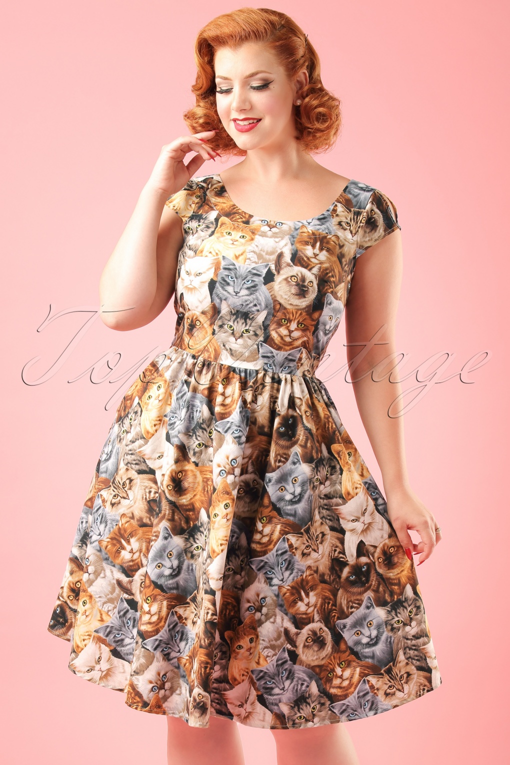 50s Purrfect Cute Kitty Cat Dress