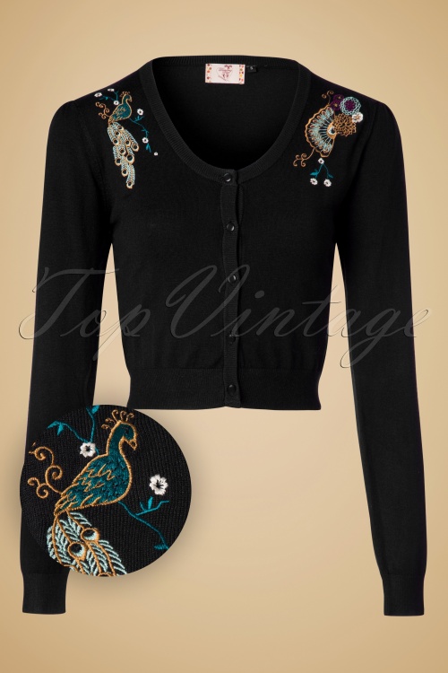 Banned Retro - Stolzer Peacock Cardigan in Schwarz