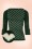 60s Addicted Charming Heart Sweater in Forest Green
