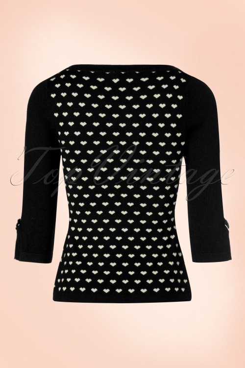 Banned Retro - Addicted Charming Heart Sweater Années 1960 en Noir 2