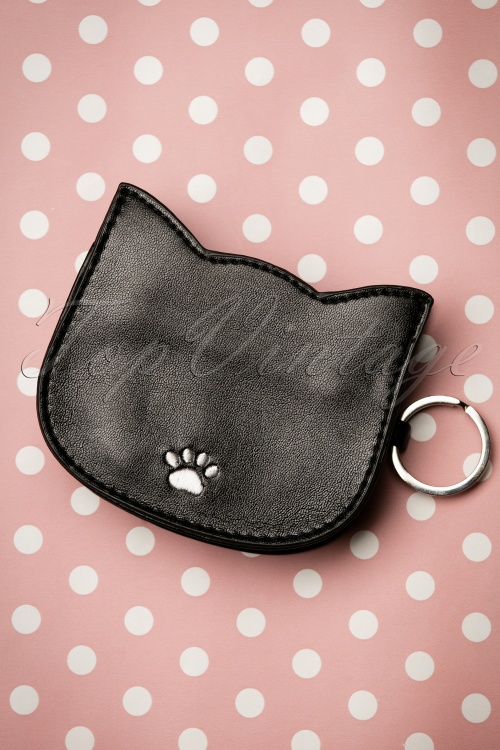 Banned Retro - Lizzy The Big Eyed Cat Small Wallet Années 60 en Noir 3