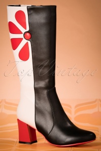 Banned Retro - 60s Strawberry Fields Forever Boots in Black and Cream 2
