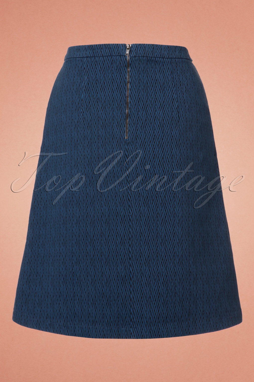 60s Pierre Zigzag Skirt in Denim Blue
